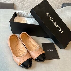 NWT Coach Pink and Black Flats Timeless Elegance